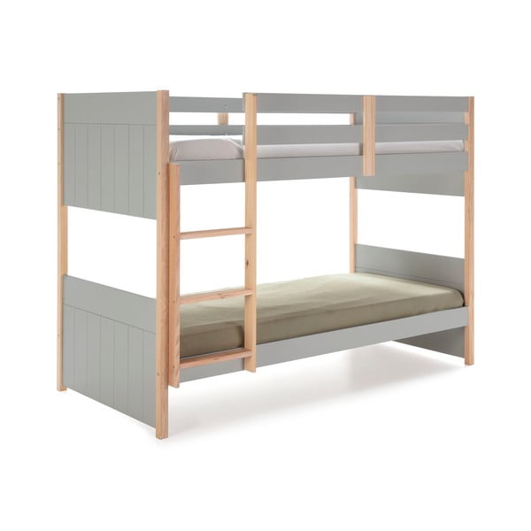 Sivá detská poschodová posteľ s nohami z borovicového dreva Marckeric Kiara, 90 x 190 cm-image-4