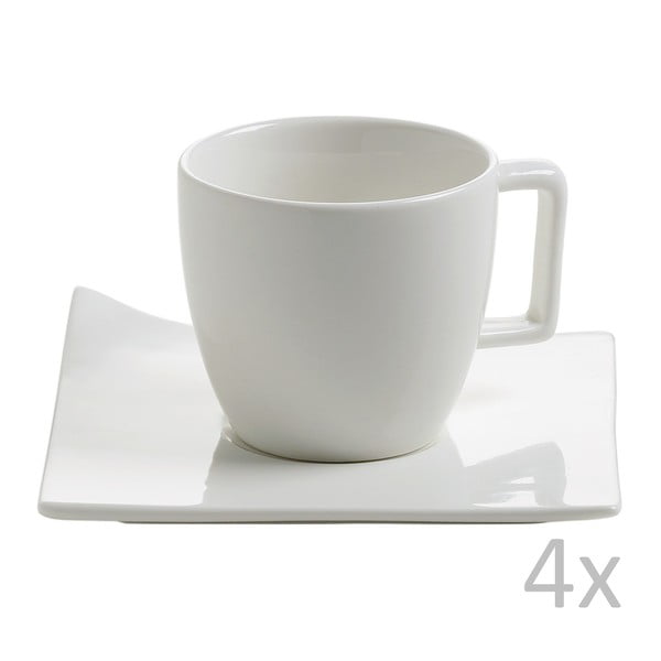 Sada 4 porcelánových šálok na espresso s tanierikmi Maxwell & Williams Page, 90 ml