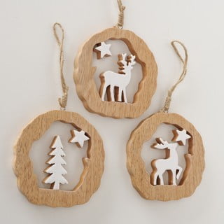 Súprava 3 závesných vianočných dekorácií z mangového dreva Boltze Judy