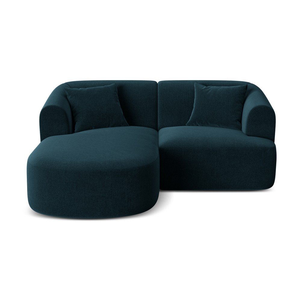 Zamatová rohová pohovka v petrolejovej farbe (ľavý roh/s leňoškou) Campi – Cosmopolitan Design