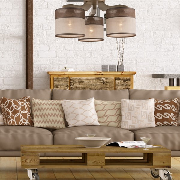 Tmavohnedé stropné svietidlo s textilným tienidlom ø 16 cm Andrea – LAMKUR-image-3