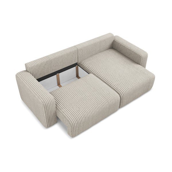 Béžová menčestrová rozkladacia/s úložným priestorom rohová pohovka (pravý roh/s leňoškou) Kona – Makamii-image-4