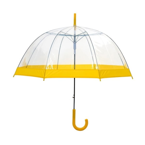 Transparentný tyčový dáždnik so žltými detailmi Birdcage Border, ⌀ 85 cm