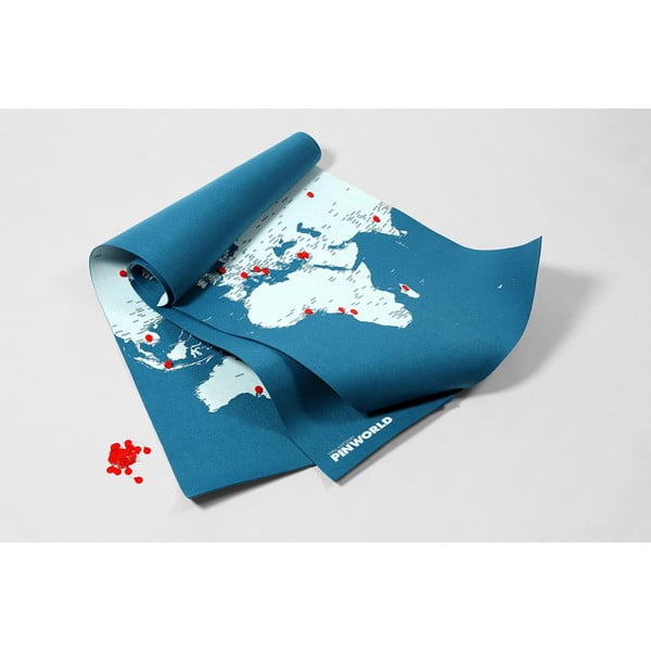 Modrá nástenná mapa sveta Palomar Pin World XL, 198 × 124 cm-image-2