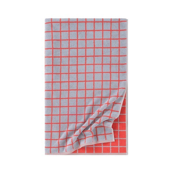 Červená/svetlomodrá bavlnená osuška 90x150 cm Grid – Jotex