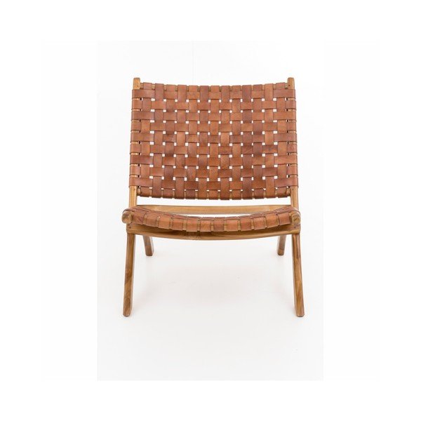 Skladacie kreslo z teakového dreva a hovädzej kože WOOX LIVING Ruth-image-1