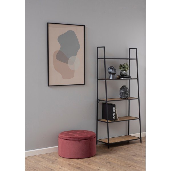 Korálovoružový zamatový puf Actona Retina, ⌀ 60 cm-image-1