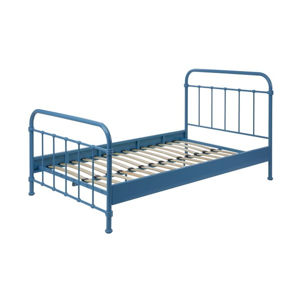 Modrá kovová detská posteľ Vipack New York, 120 × 200 cm