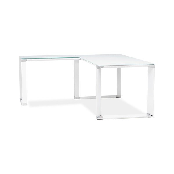 Biely pracovný rohový stôl s sklenenou doskou Kokoon Warner-image-1