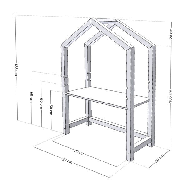 Biely drevený stôl v tvare domčeka Benlemi Stoll, 97 x 39 cm-image-2