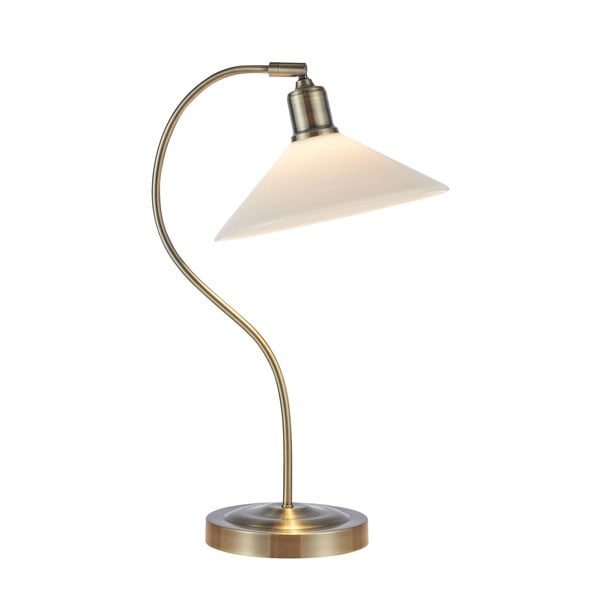Stolová lampa so skleneným tienidlom v bielo-mosadzovej farbe (výška 49 cm) Vela – Markslöjd
