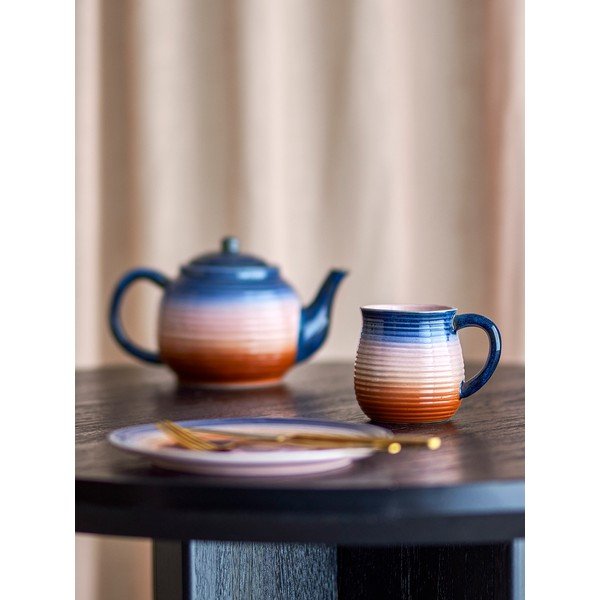 Modré/oranžové keramické hrnčeky v súprave 4 ks 200 ml Tatum – Bloomingville-image-1