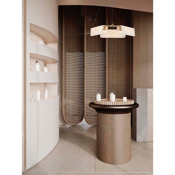 Krémovobiele/v mosadznej farbe LED závesné svietidlo v dekore mramoru so stmievačom ø 63 cm Aider – Nova Luce-image-1