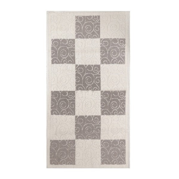Béžovo-sivý koberec s prímesou bavlny Patchwork Coffee, 60 × 90 cm