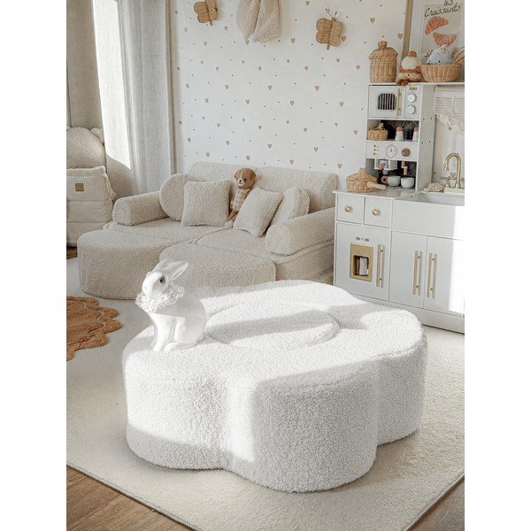 Biele penové ihrisko 3 ks z materiálu bouclé výška  27 cm 88x90 cm – Meowbaby-image-1
