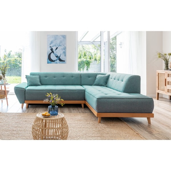 Tyrkysovomodrá rozkladacia rohová pohovka (pravý roh) Dazzling Daisy – Miuform-image-1