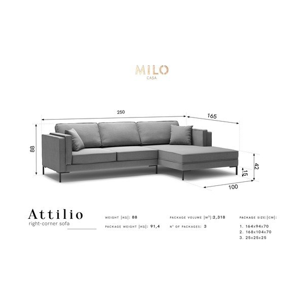 Žltá rohová pohovka Milo Casa Attilio, pravý roh-image-4