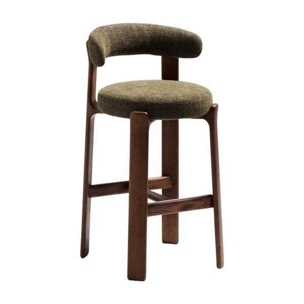 Zelená/v tmavo prírodnej farbe barová stolička z jaseňového dreva (výška sedadla 75 cm) Granite – Kave Home