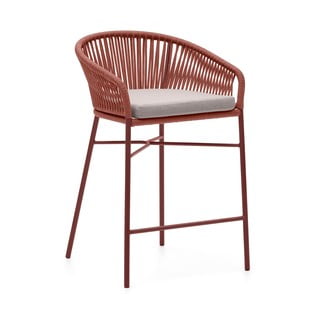 Záhradná barová stolička s výpletom vo farbe terakota Kave Home Yanet, výška 85 cm