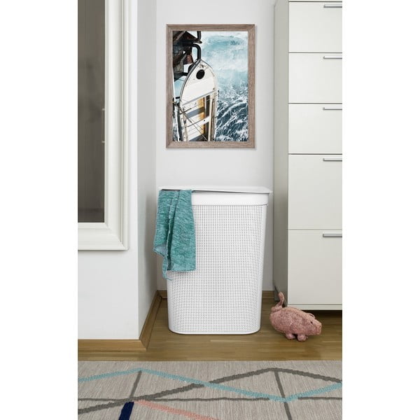 Biely plastový kôš na bielizeň 50 l Brisen - Rotho-image-1