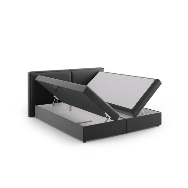 Tmavosivá boxspring posteľ s úložným priestorom 180x200 cm Arendal – Cosmopolitan Design-image-3