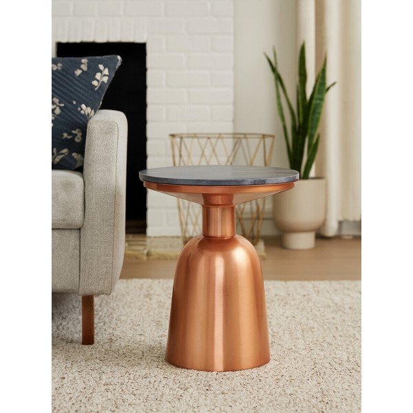 Okrúhly odkladací stolík s mramorovou doskou ø 48 cm Amira – Premier Housewares-image-1
