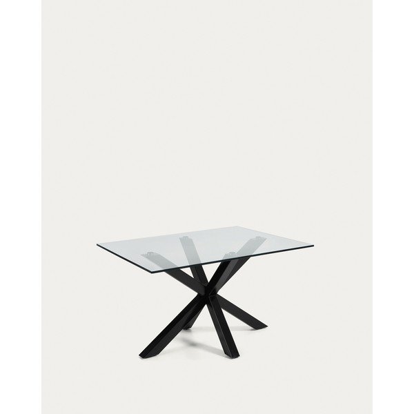 Čierny konferenčný stolík so sklenenou doskou 70x130 cm Argo – Kave Home