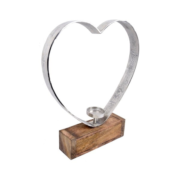 Dekoratívny svietnik v tvare srdca s dreveným podstavcom Ego Dekor, výška 59 cm