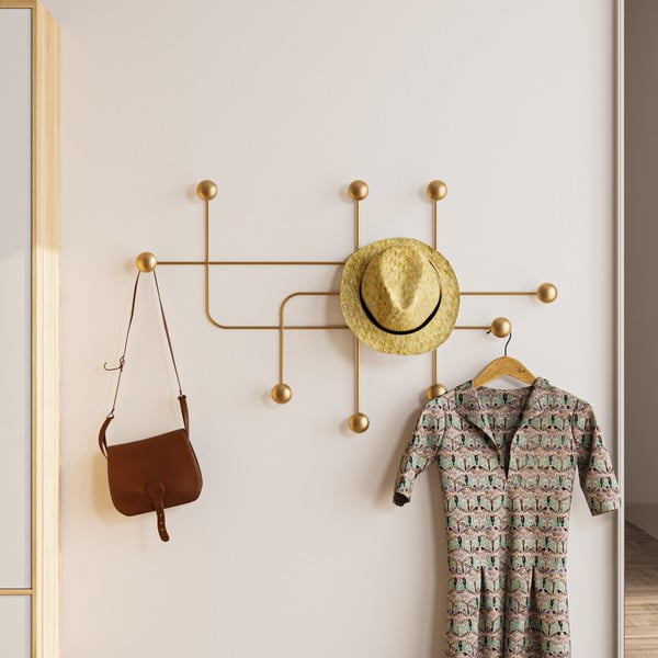 Kovový nástenný vešiak v zlatej farbe Dama – Kalune Design-image-1