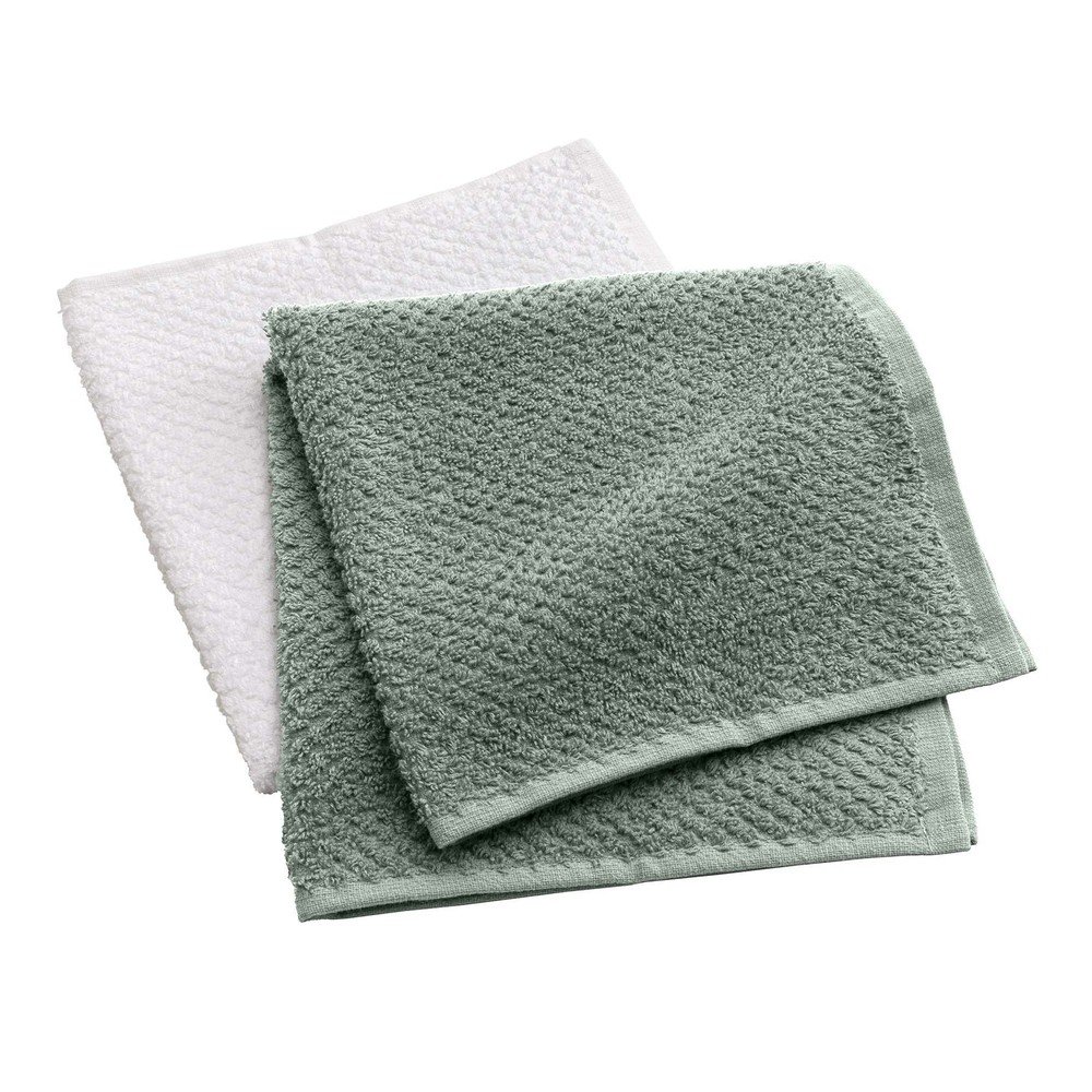 E-shop Biele/zelené froté bavlnené uteráky v súprave 2 ks 50x50 cm Gourmet – douceur d'intérieur