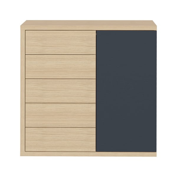 Čierna nízka šatníková skriňa v dekore duba 113x113 cm Hugo - TemaHome - TemaHome