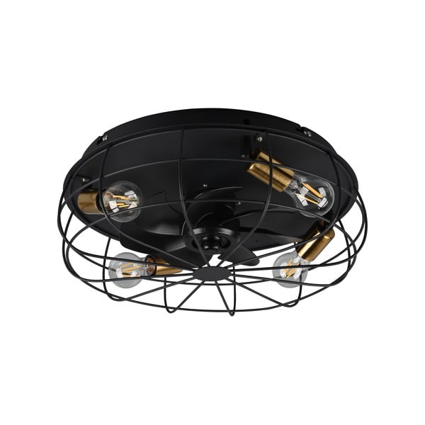 Matne čierne stropné svietidlo na diaľkové ovládanie/s ventilátorom Trondheim – Trio