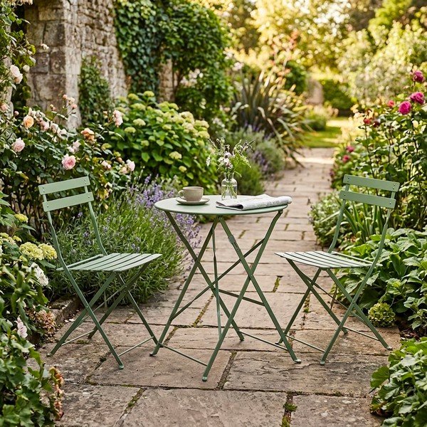 Šalviovozelená oceľová záhradná jedálenská súprava pre 2  Austin – Bizzotto-image-1