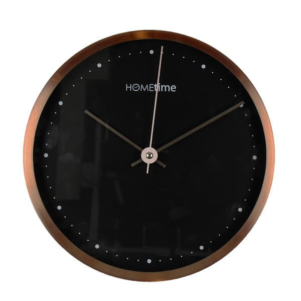 Čierno-medené nástenné hodiny Hometime Copper Finish, 25 cm