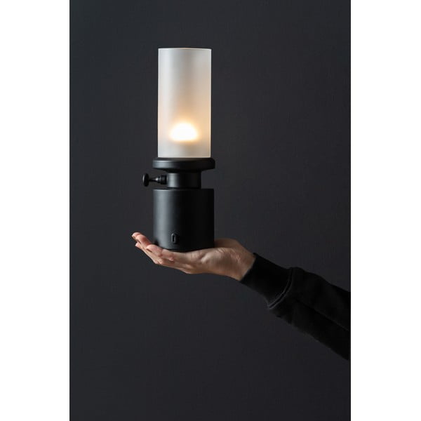 Čierna LED stmievateľná stolová lampa s kovovým tienidlom/so skleneným tienidlom (výška 29,5 cm) Camp – Leitmotiv-image-1