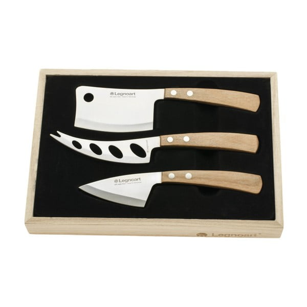 Sada 3 nožov na syry v darčekovom balení Legnoart Latte Wood