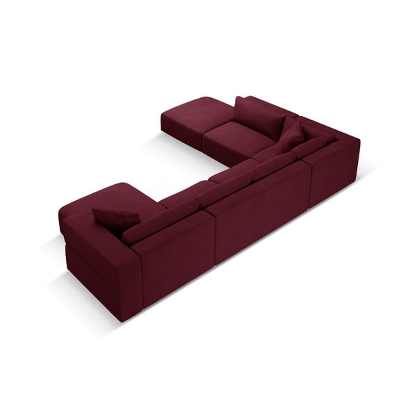 Vínovočervená rohová pohovka do "U", ľavý roh Esther - Milo Casa-image-3