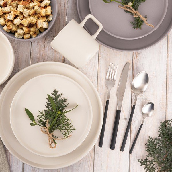 Čierny/v striebornej farbe antikoro príbor 24 ks Skandi – Orion-image-1