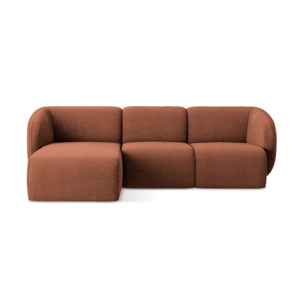 Ženilková rohová pohovka v terakotovej farbe (ľavý roh/s leňoškou) Lani – Makamii