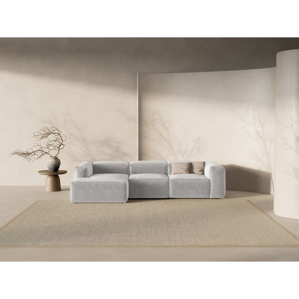 Svetlosivá rohová pohovka (ľavý roh/s leňoškou) Bergamo – Cosmopolitan Design-image-1