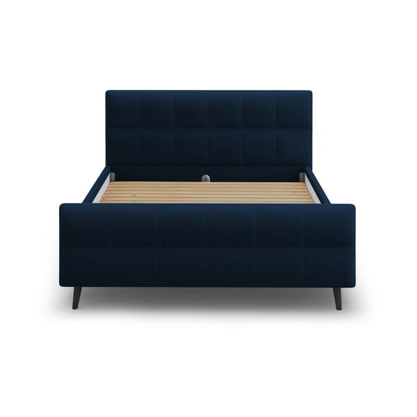 Tmavomodrá čalúnená dvojlôžková posteľ s roštom 160x200 cm Gigi - Micadoni Home-image-1