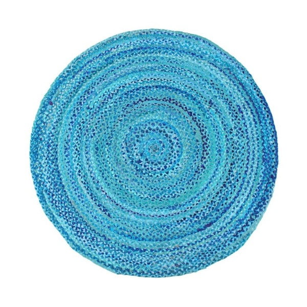 Modrý bavlnený kruhový koberec Garida, ⌀ 120 cm