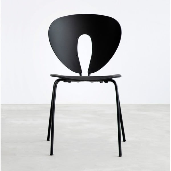 Čierna stolička s čiernymi chrómovanými nohami Stua Globus