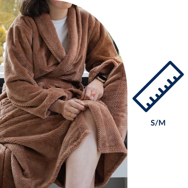 Hnedý župan z mikroplyšu veľkosť S/M Pippa – Tiseco Home Studio-image-4