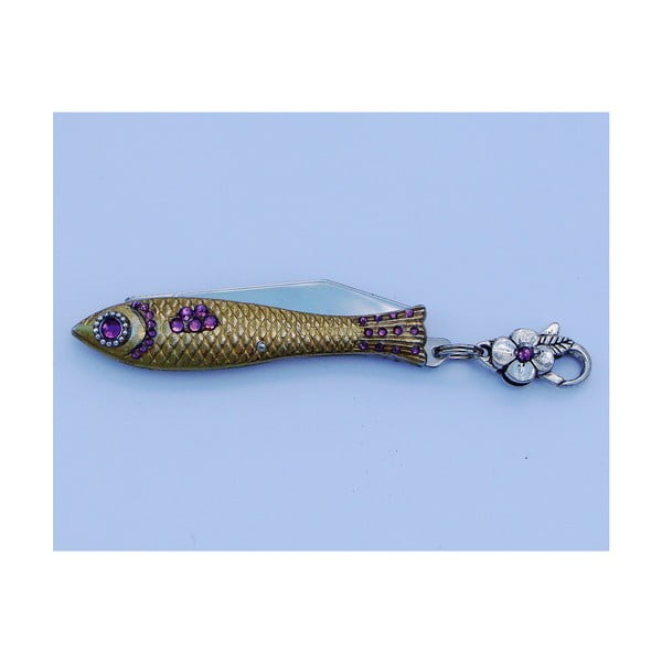 Český nožík rybička Provence s kryštálmi, zlatá
