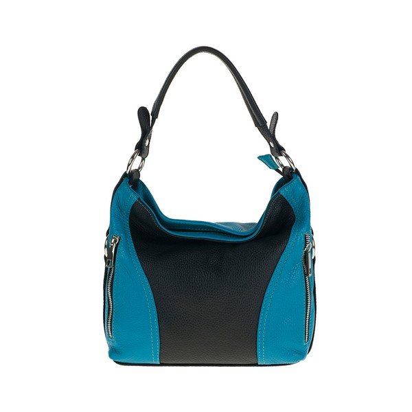 Modro-čierna kožená kabelka Pitti Bags Erin
