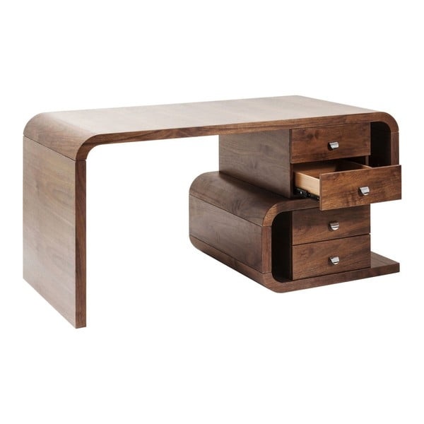 Hnedý drevený pracovný stôl Kare Design Snake Walnut, 150 x 76 cm
