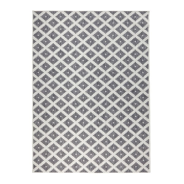 Sivo-krémový obojstranný koberec vhodný aj do exteriéru Bougari Nizza, 120 × 170 cm