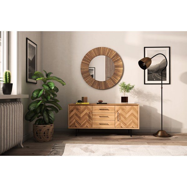 Nízka komoda z dubového dreva v prírodnej farbe 144x65 cm Abies - The Beds-image-4