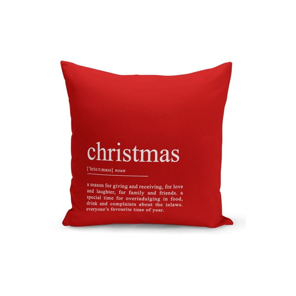 Červená vianočná dekoratívna obliečka na vankúš Kate Louise Christmas Noel, 43 x 43 cm
